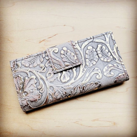 Embossed Leather Wallet w/ Snap