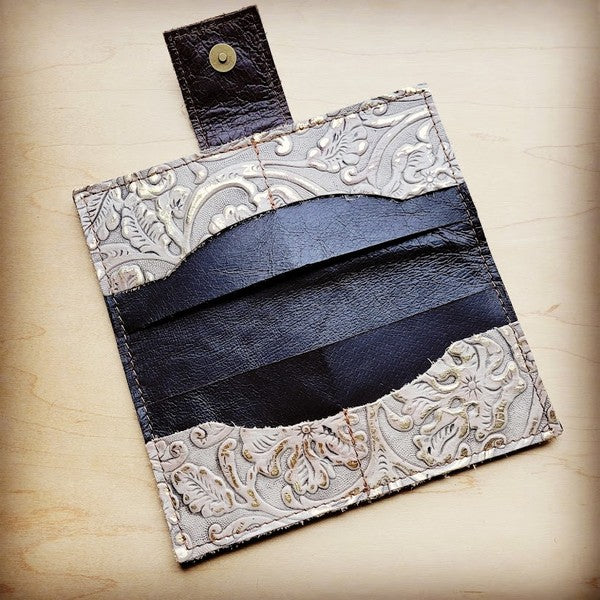 Embossed Leather Wallet w/ Snap
