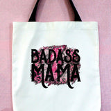 Pink Black Badass Mama Graphic Tote Bag