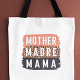 Mother Mama Madre Leopard Black Graphic Tote Bag