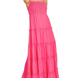 Woven Smocked Top Tiered Cami Maxi Dress