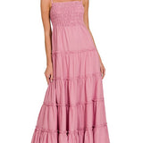 Woven Smocked Top Tiered Cami Maxi Dress