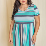 Plus Short Sleeve Stripe Maxi Dress