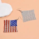 Mesh square drop earrings with American Flag printed