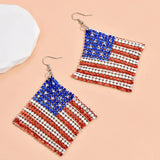 Mesh square drop earrings with American Flag printed