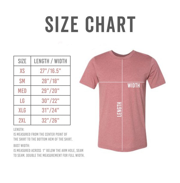Mama Mode 24/7 Short Sleeve Graphic Tee Size Chart