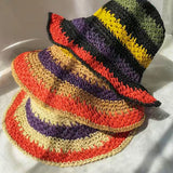 Packable crochet straw bucket hat