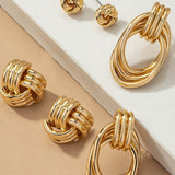 Premium Trio Metal Knot and Hoop Earrings