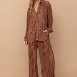 Pleated Blouse Pants Set