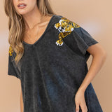 Tiger Sequin Patch T Shirt