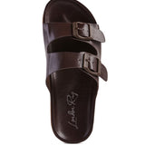 MINATA PLATFORM BUCKLED SLIDE SANDALS