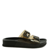 MINATA PLATFORM BUCKLED SLIDE SANDALS