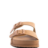 MINATA PLATFORM BUCKLED SLIDE SANDALS