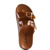 MINATA PLATFORM BUCKLED SLIDE SANDALS