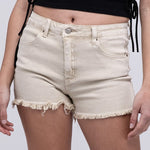 Acid Washed Frayed Cutoff Hem Shorts