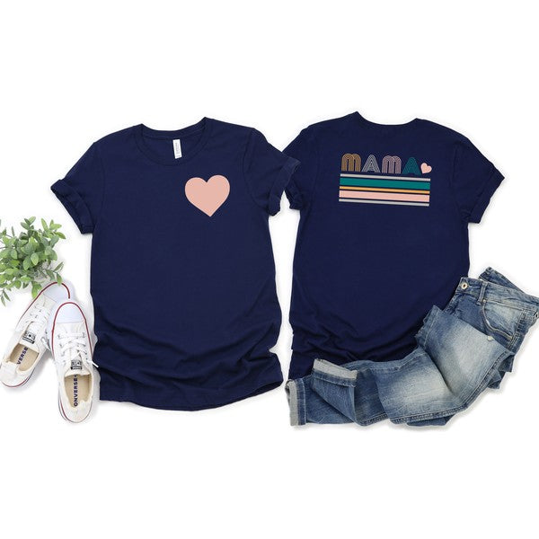 Retro Mama Stripes Front & Back Graphic Tee