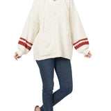 Hooded Front Pocket Popcorn Sweater