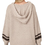 Hooded Front Pocket Popcorn Sweater