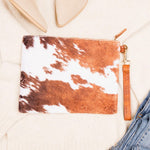 Faux Fur Cow Animal Print Clutch