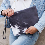 Faux Fur Cow Animal Print Clutch