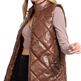 Vegan Leather Puffer Vest