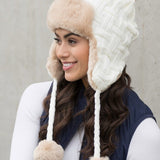 Cable Weave Pom Trapper Hat