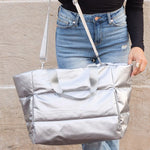 Metallic Puffer Tote