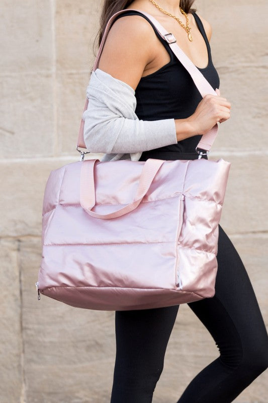 Metallic Puffer Tote