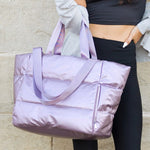 Metallic Puffer Tote