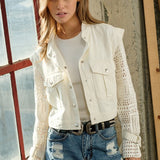 Twill Crop Crochet SLV Jacket