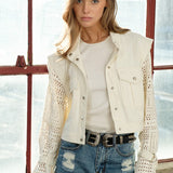 Twill Crop Crochet SLV Jacket