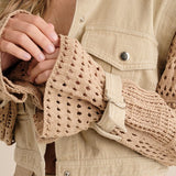 Twill Crop Crochet SLV Jacket