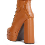 Beamer Faux Leather High Heeled Ankle Boots