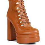 Beamer Faux Leather High Heeled Ankle Boots