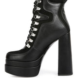 Beamer Faux Leather High Heeled Ankle Boots