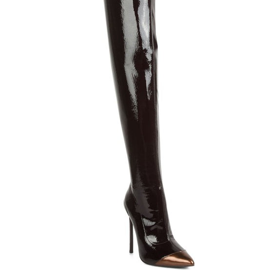 Chimes High Heel Patent Long Boots