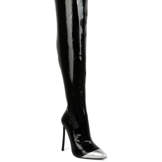 Chimes High Heel Patent Long Boots