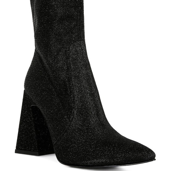 Hustlers Shimmer Block Heeled Ankle Boots