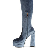 Lazuli High Block Heel Velvet Boot