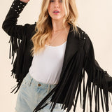 Studded Fringe Open Western Jacket