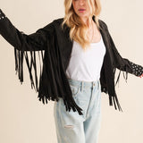 Studded Fringe Open Western Jacket