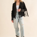 Studded Fringe Open Western Jacket