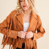 Studded Fringe Open Western Jacket