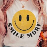 SMILE MORE HAPPY FACE GRAPHIC TEE