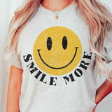 SMILE MORE HAPPY FACE GRAPHIC TEE