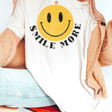 SMILE MORE HAPPY FACE GRAPHIC TEE