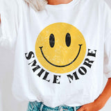 SMILE MORE HAPPY FACE GRAPHIC TEE