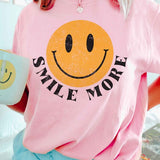 SMILE MORE HAPPY FACE GRAPHIC TEE