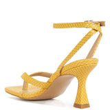 CELTY Ankle Strap Spool Heel Thong Sandals