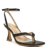 CELTY Ankle Strap Spool Heel Thong Sandals